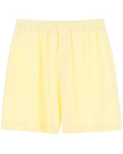Loulou Studio Silk Satin Shorts - Yellow