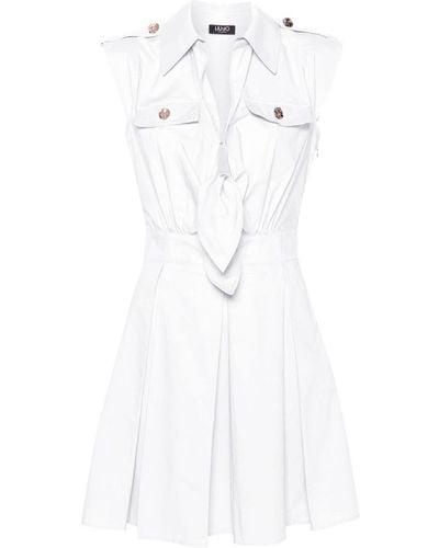 Liu Jo Short Cotton Dress With Pleats - White