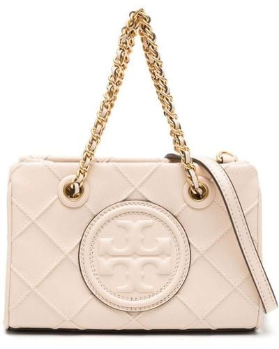 Tory Burch Fleming Soft Mini Leather Tote Bag - Natural