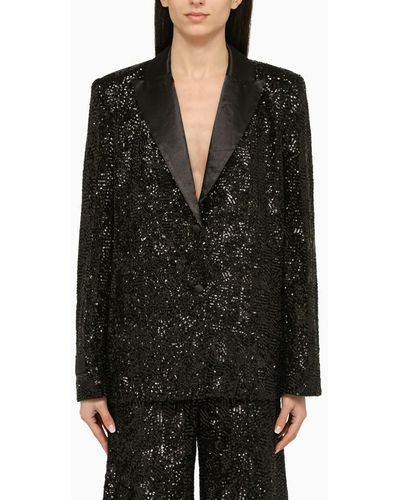 ROTATE BIRGER CHRISTENSEN Black Single Breasted Jacket With Sequins