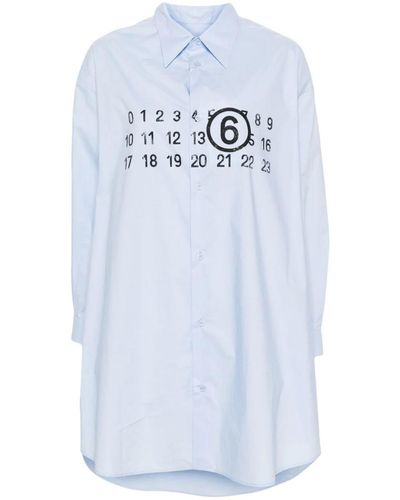 MM6 by Maison Martin Margiela Shirt Dress With Numeric Logo - Blue