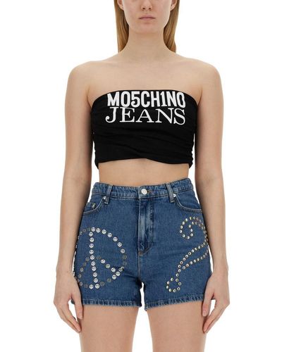 Moschino Jeans Tops With Logo - Blue