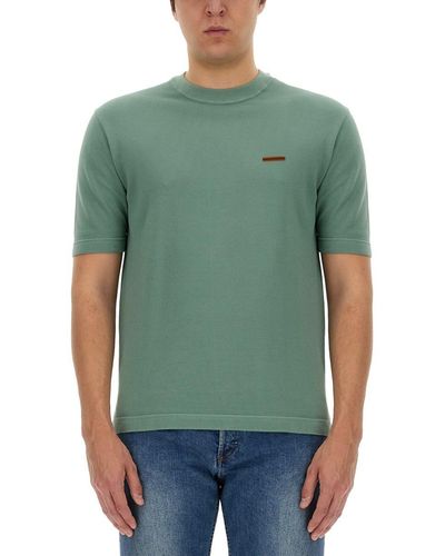Zegna T-Shirt With Logo - Green