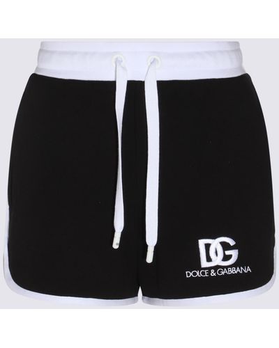Dolce & Gabbana Black And White Cotton Blend Track Shorts
