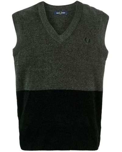 Fred Perry Logo-embroidered Two-tone Vest - Black