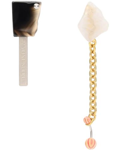 Marine Serre Mismatch Stone Therapy Earrings - White