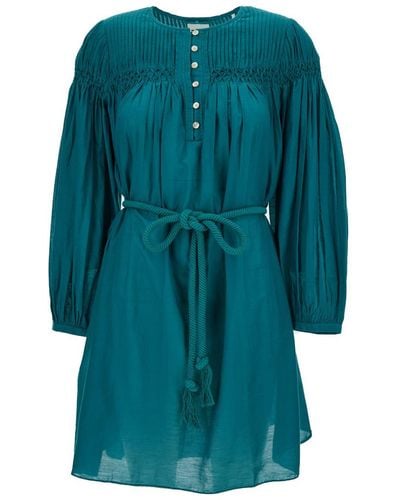 Isabel Marant 'Adeliani' Belted Mini Dress - Blue
