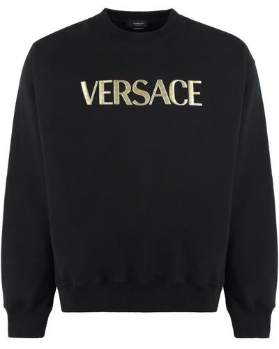 Versace Logo Detail Cotton Sweatshirt - Black