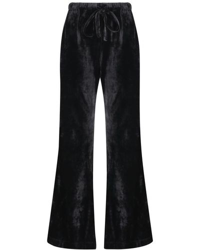 Fendi Wide-leg Drawstring Velvet Trousers - Black