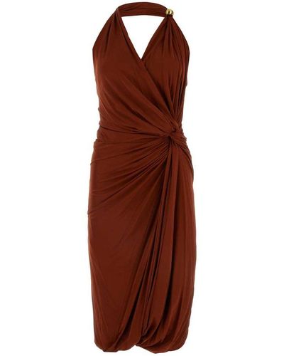 Bottega Veneta Draped Jersey Dress - Brown