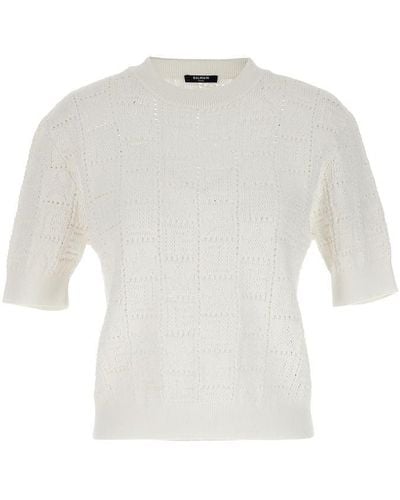 Balmain Monogramma Sweater, Cardigans - White