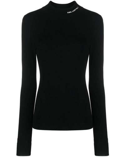 Karl Lagerfeld Logo-embroidered Roll-neck Sweater - Black