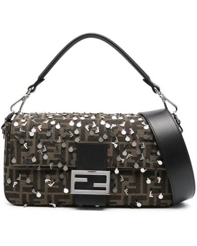 Fendi Sequin-embellished Tote Bag - Black