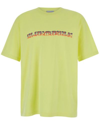 Bluemarble Trippy Leaves Print T-Shirt - Yellow
