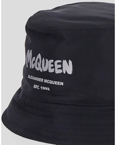 Alexander McQueen Graffiti Logo Bucket Hat - Blue