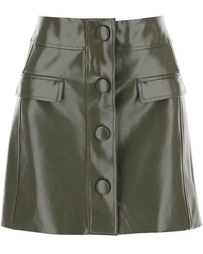 MVP WARDROBE Montenapoleone Mini Skirt In Coated Cotton - Green