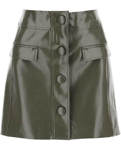 MVP WARDROBE Montenapoleone Mini Skirt In Coated Cotton - Green