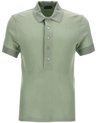 Tom Ford Ribbed Viscose Shirt Polo - Green