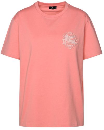 Etro Logo Embroidery T-Shirt - Pink
