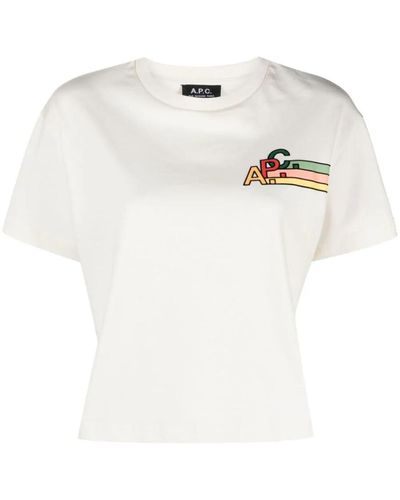 A.P.C. Embroidered Logo T-shirt Clothing - White