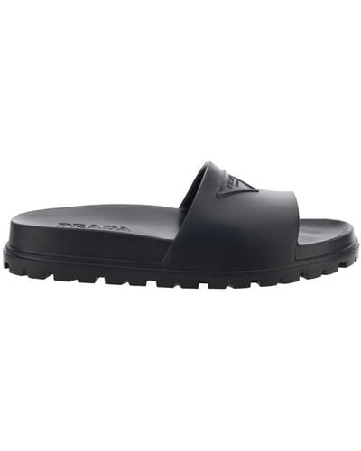 Prada Soft Logo Slides - Black