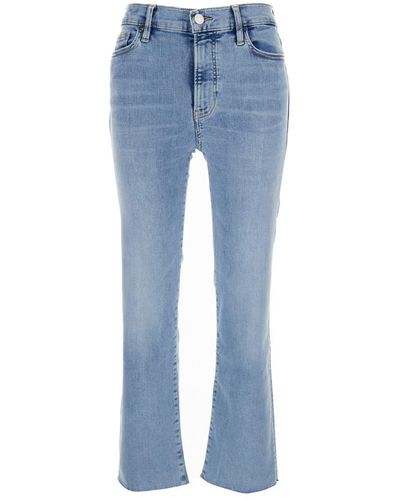FRAME 'Le High Straight' Light Jeans With Contrasting Stitching - Blue