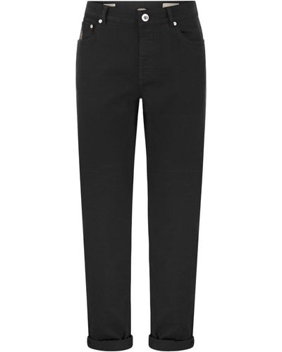 Brunello Cucinelli Five-pocket Traditional Fit Pants In Light Comfort-dyed Denim - Black