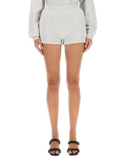 T By Alexander Wang Shorts With Embossed Logo - Gray