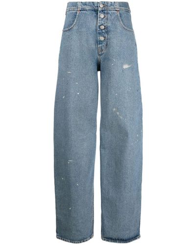 MM6 by Maison Martin Margiela Wide-leg Denim Cotton Jeans - Blue