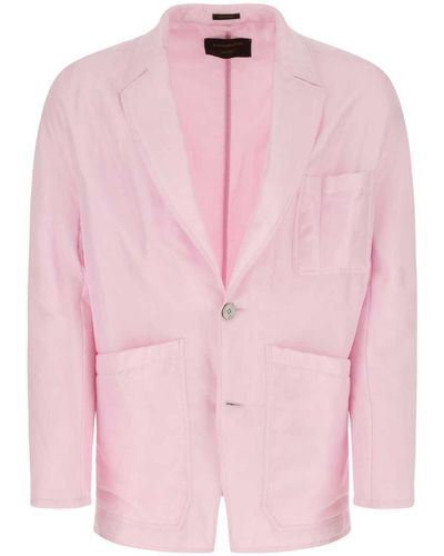 Zegna Pastel Silk Padded Blazer - Pink