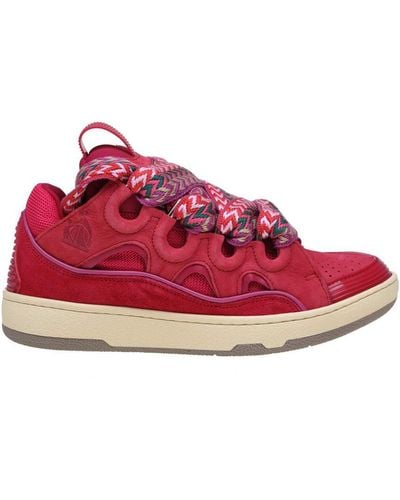 Lanvin Suede And Fabric Trainers - Red