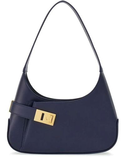 Ferragamo Medium Hobo Leather Shoulder Bag - Blue
