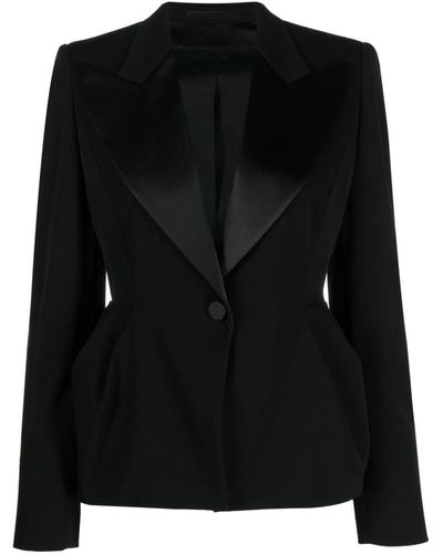 Max Mara Pianoforte Wool Single-breasted Blazer Jacket - Black