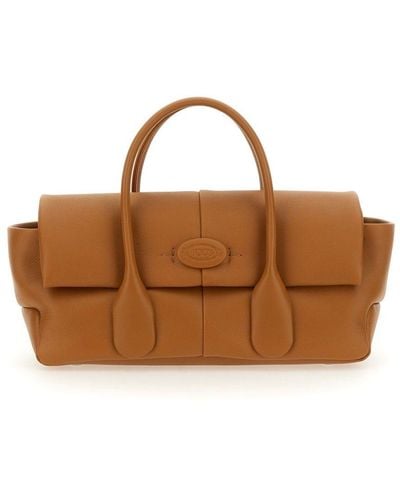 Tod's "Di Bag Reverse Ew Flap Leather Handbag In - Brown