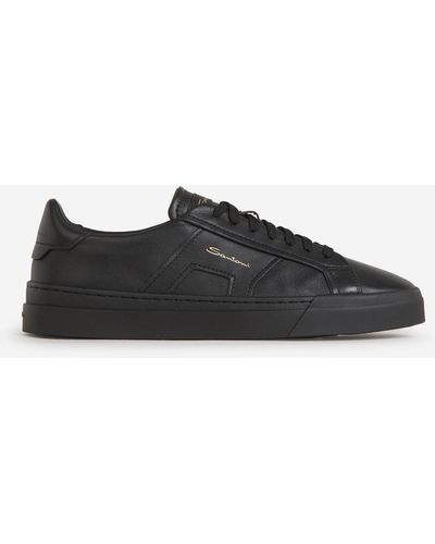 Santoni Double Buckle Sneakers - Black