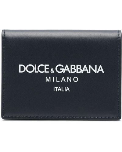 Dolce & Gabbana Leather Wallet With Logo Print - Blue