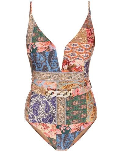 Zimmermann Devi Plunge One-piece Swimsuit - Multicolour