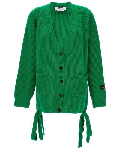 MSGM Fringed Cardigan Sweater - Green