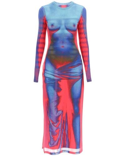 Y. Project X Jean Paul Gaultier Body Morph Mesh Maxi Dress - Multicolor