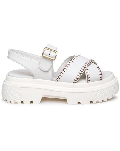 Hogan 'h644' Lambskin Leather Sandals - White
