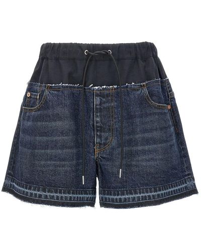 Sacai Denim Shorts Bermuda, Short - Blue