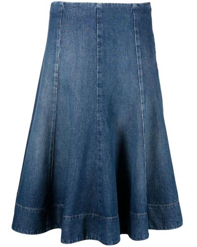 Khaite Lennox Denim Midi Skirt - Blue
