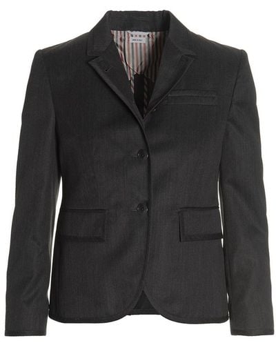 Thom Browne Wool Single Breast Blazer Jacket - Black