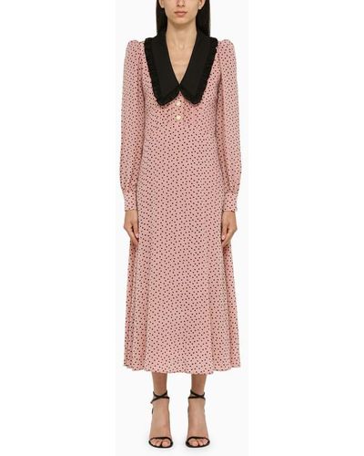 Alessandra Rich Midi Dress With Collar - Pink