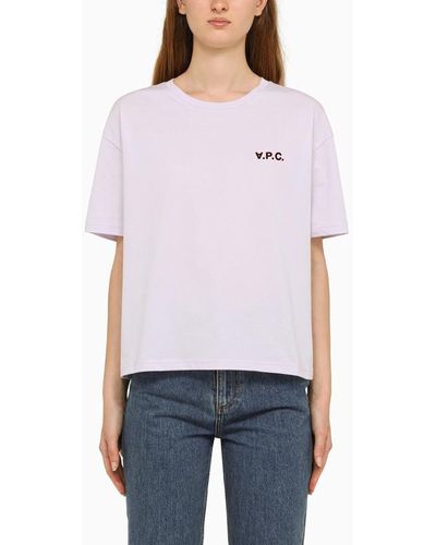 A.P.C. Light Lilac Crew Neck T Shirt In Jersey - Purple
