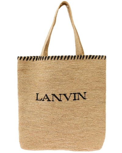 Lanvin Tote Bag With Embroidered Logo - Natural