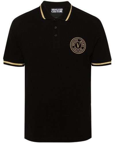 Versace Jeans Couture Logo-embroidered Polo Shirt - Black