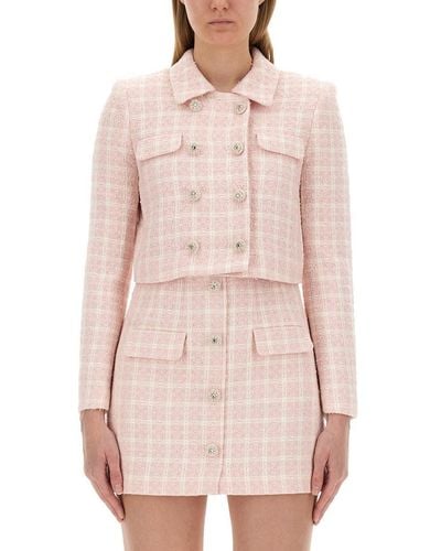 Self-Portrait Jacket With Collar - Pink