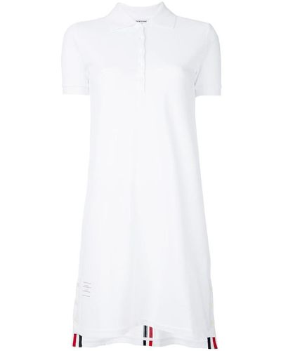 Thom Browne Rwb Stripe Piqué Polo Dress - White