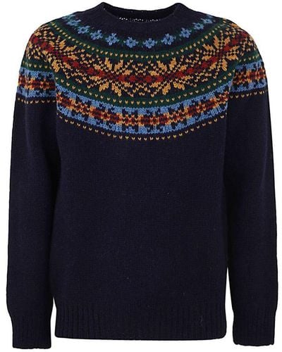 Howlin' Fragments Of Light Round Neck Jacquard Sweater - Blue